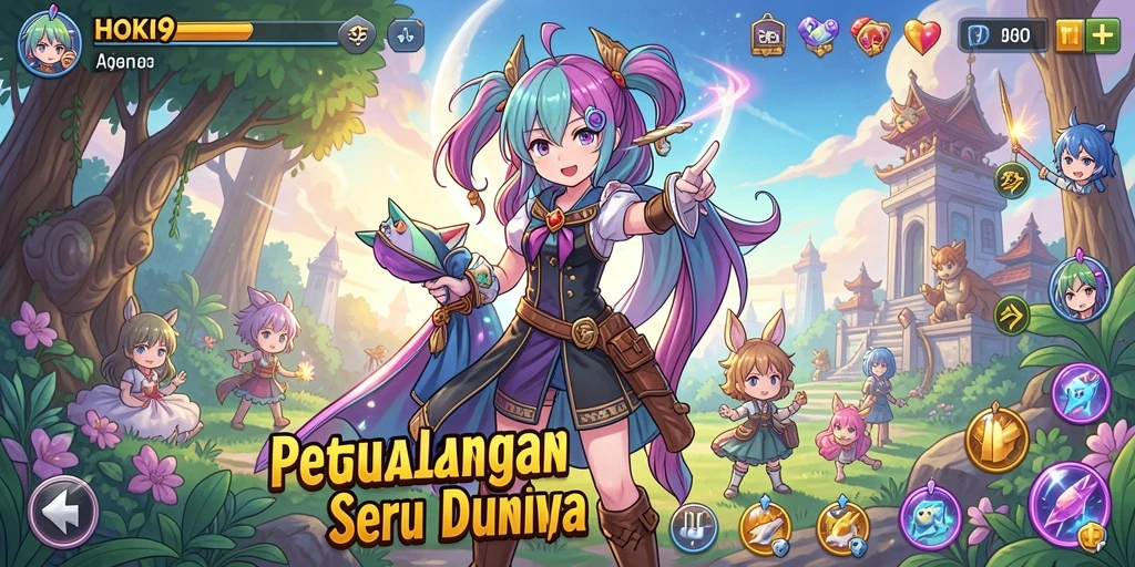 Screenshot HOKI9 menampilkan pertarungan karakter anime yang seru.