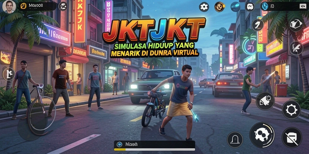 Screenshot utama JKTJKT menampilkan gameplay interaktif yang seru.