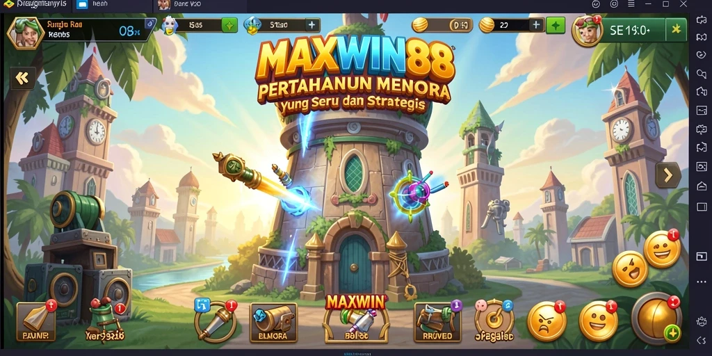 Tampilan gameplay <strong>MAXWIN88</strong> yang menarik dalam pertahanan menara.