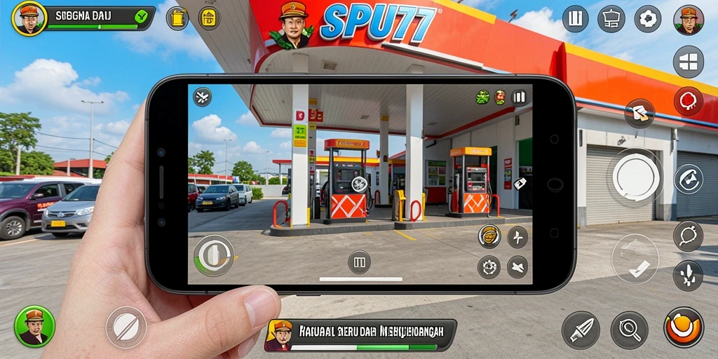 Tampilan gameplay SPBU77 yang seru dan interaktif.